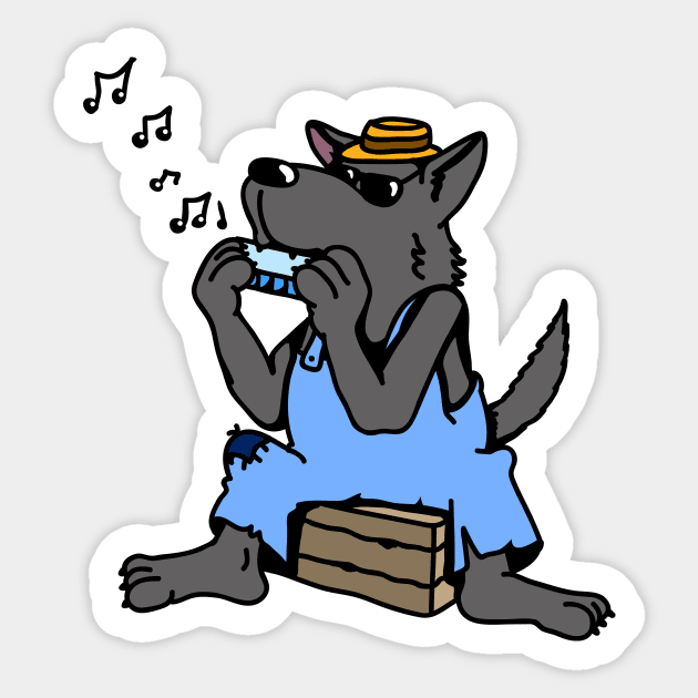 Blues Wolf Sticker by schlag.art